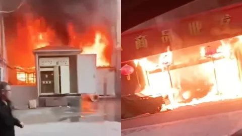 山东省胶州向阳商贸市场起火